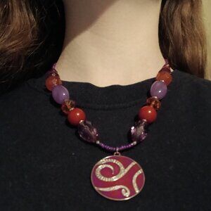 Women's Colorful Beaded Pendant Necklace